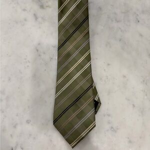 Geoffrey Beene Olive and Black Striped Tie